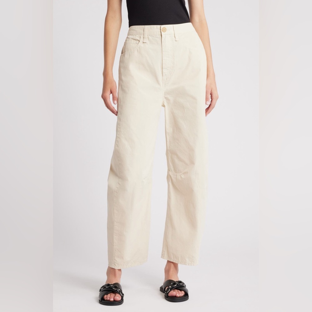 Rag & Bone Charlie High Waist Barrel Leg Pants; Cream Cropped Pants Ankle Length